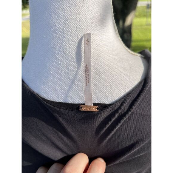 FREE PEOPLE CUPRO CRISS CROSS SOFT BLACK CAP SLEEVE DRESS    Sz S - Picture 4 of 4